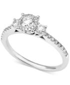 Diamond Halo Engagement Ring (5/8 Ct. T.w.) In 14k White Gold