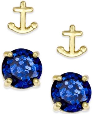 Kate Spade New York Gold-tone Glitter And Anchor Stud Earring