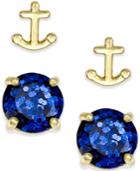 Kate Spade New York Gold-tone Glitter And Anchor Stud Earring