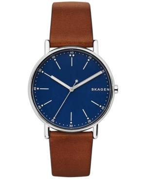 Skagen Men's Signature Brown Leather Strap Watch 40mm Skw6355