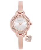 Charter Club Women's Rose Gold-tone Bangle Bracelet Watch With Heart Charm 26mm, Only At Macy's
