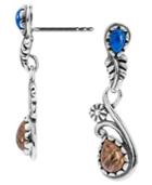 American West Lapis And Picture Jasper Leaf Earrings In Sterling Silver