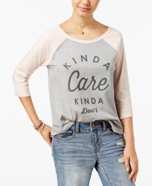 Hybrid Juniors' Kinda Care Graphic T-shirt
