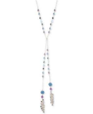 Nine West Silver-tone Multi-stone 24 Lariat Necklace