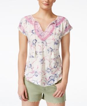 Lucky Brand Embroidered Floral-print Top