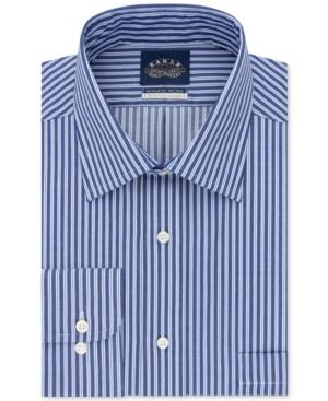 Eagle Men's Classic/regular Fit Non-iron Flex Collar Blue Stripe Dress Shirt