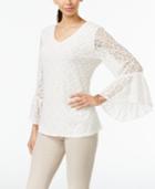 Alfani Petite Bell-sleeve Lace Top, Only At Macy's