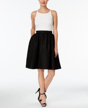 Calvin Klein Colorblocked Textured Fit & Flare Dress