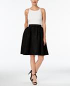 Calvin Klein Colorblocked Textured Fit & Flare Dress