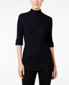 Style & Co. Petite Marled Mock-neck Sweater, Only At Macy's