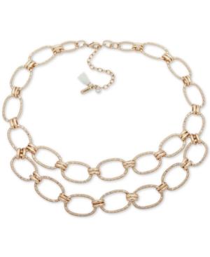 Lonna & Lilly Gold-tone Pave Link Double-row Collar Necklace, 16 + 3 Extender