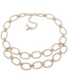 Lonna & Lilly Gold-tone Pave Link Double-row Collar Necklace, 16 + 3 Extender
