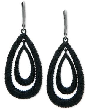 Anne Klein Hematite-tone Pave Orbital Drop Earrings, Created For Macy's