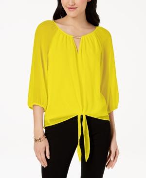 Bcx Juniors' Hardware Keyhole Tie-hem Blouse