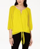 Bcx Juniors' Hardware Keyhole Tie-hem Blouse