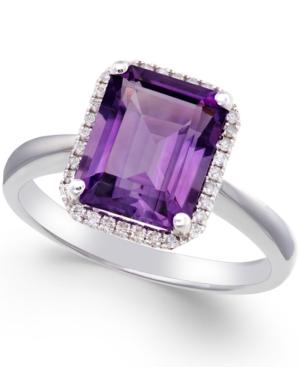 Amethyst (2 3/4 Ct. T.w.) And Diamond (1/8 Ct. T.w.) Ring 14k White Gold