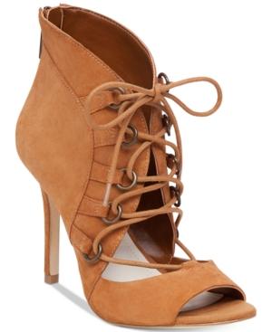 Bcbgeneration Deirdra Lace-up Cut-out High-heel Booties Women's Shoes