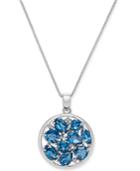 Blue Topaz (4-1/2 Ct. T.w.) & Diamond Accent Cluster 18 Pendant Necklace In Sterling Silver