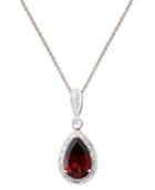 14k Rose Gold Necklace, Garnet (3 Ct. T.w.) And Diamond Accent Pear Pendant