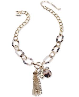 Thalia Sodi Gold-tone Tortoiseshell-look Charm Pendant Necklace, Only At Macy's