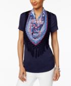 Style & Co T-shirt With Detachable Scarf, Created For Macy's