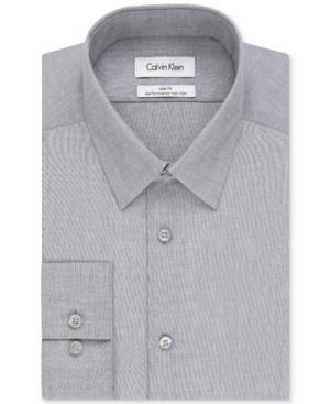 Calvin Klein Steel Slim-fit Non-iron Performance Dobby Dot Dress Shirt