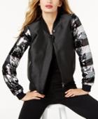 Sb By Sachin & Babi Sequin-sleeve Bomber Jacket, Created For Macy's