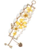 Betsey Johnson Gold-tone Flower, Imitation Pearl And Stone Bracelet