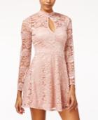Material Girl Juniors' Lace Mock-neck Skater Dress, Only At Macy's