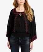 Jessica Simpson Juniors' Embroidered Bell-sleeve Top