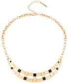 T Tahari Gold-tone Jet Crystal Collar Necklace