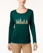 Karen Scott Cotton Embellished Tree T-shirt, Created For Macy's