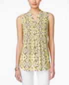 Charter Club Printed Sleeveless Blouse, Only At Macy's