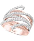 Pave Rose By Effy Diamond Multi-row Ring (1-1/8 Ct. T.w.) In 14k Rose & White Gold