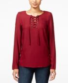 Kensie Long-sleeve Lace-up Top, A Macy's Exclusive Style
