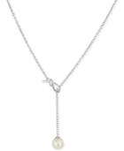 Majorica Sterling Silver Imitation Pearl Lariat Necklace