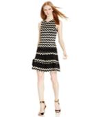 Betsy & Adam Metallic Chevron Striped Dress