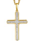Men's Diamond Cross 22 Pendant Necklace (1/4 Ct. T.w.) In 10k Gold & Rhodium-plate