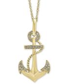 Effy Men's Diamond Anchor 22 Pendant Necklace (1/5 Ct. T.w.) In 14k Gold