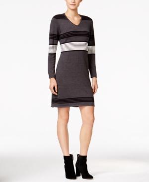 Ny Collection Petite Striped Sweater Dress