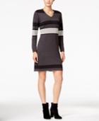 Ny Collection Petite Striped Sweater Dress