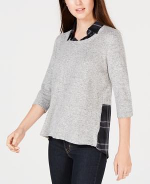 Bcx Juniors' Layered-look Plaid Sweater Top