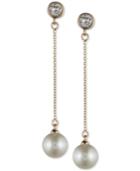 Judith Jack Gold-tone Imitation Pearl And Crystal Linear Drop Earrings