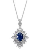 Sapphire (1 Ct. T.w.) And Diamond (1/5 Ct. T.w.) Pendant Necklace In 14k White Gold