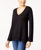 Style & Co Lace-trim Sweater, Created For Macy's