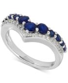 Sapphire (1-1/3 Ct. T.w.) And Diamond (1/8 Ct. T.w.) Chevron Ring In 14k White