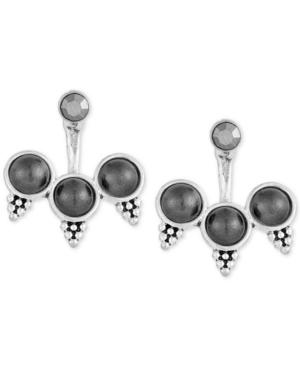 Lucky Brand Silver-tone Triple Glass Stone Earring Jackets