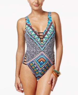 Bar Iii Printed Strappy One-piece Swimsuit, Only At Macy's Women's Swimsuit