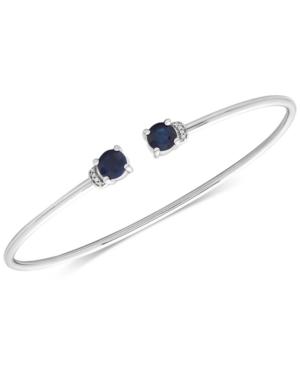 Sapphire (1-1/3 Ct. T.w.) And Diamond Accent Cuff Bangle Bracelet In 14k White Gold
