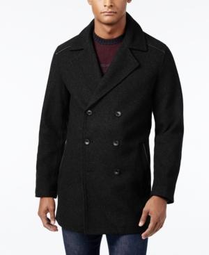 Alfani Men's Pea Coat With Faux Leather Trim, Only At Macy's